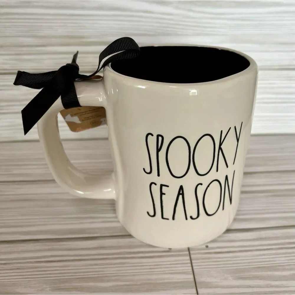Rae Dunn Halloween Ghost Spider BOO SPOOKY SEASON Coffee Chocolate Mug NEW 2025